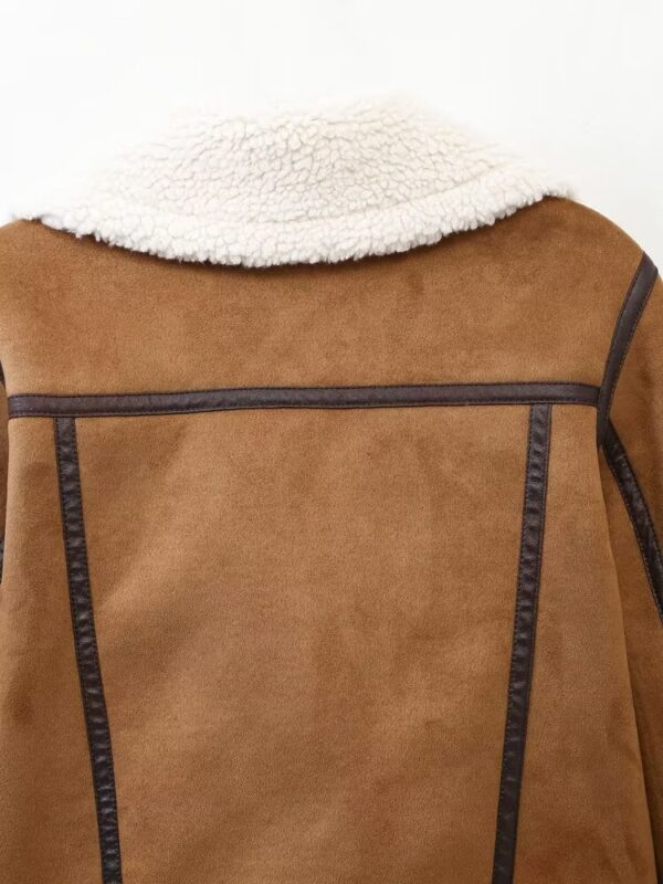 Women Winter Double Sided Short Warm Faux Shearling Jacket - Image 5