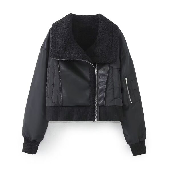 Street Collared Patchwork Double Sided Jacket - Image 3