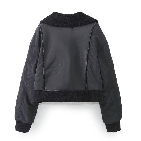 Street Collared Patchwork Double Sided Jacket - Image 4