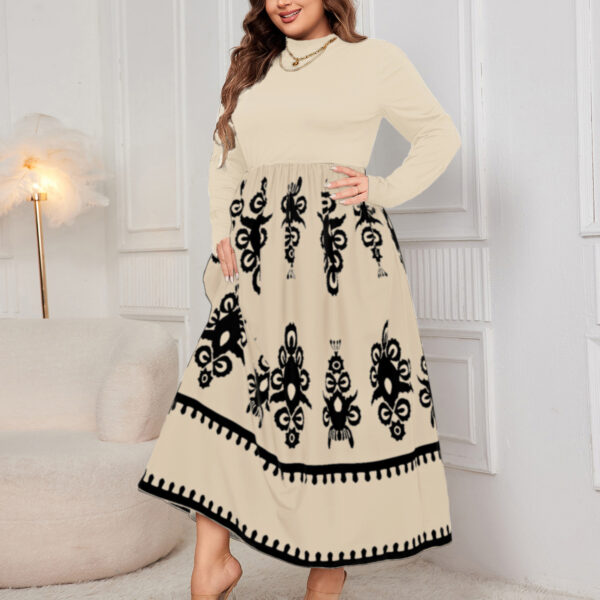 Plus Size High Waist Printed Black Long Dress - Image 2