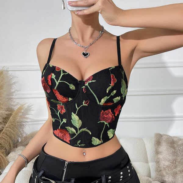 Sexy Boning Floral Embroidery Vintage Corset - Image 2