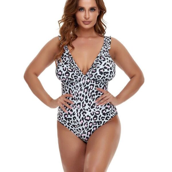 Plus Size Bikini Print Sling Flying Edge Siamese Swimsuit - Image 3