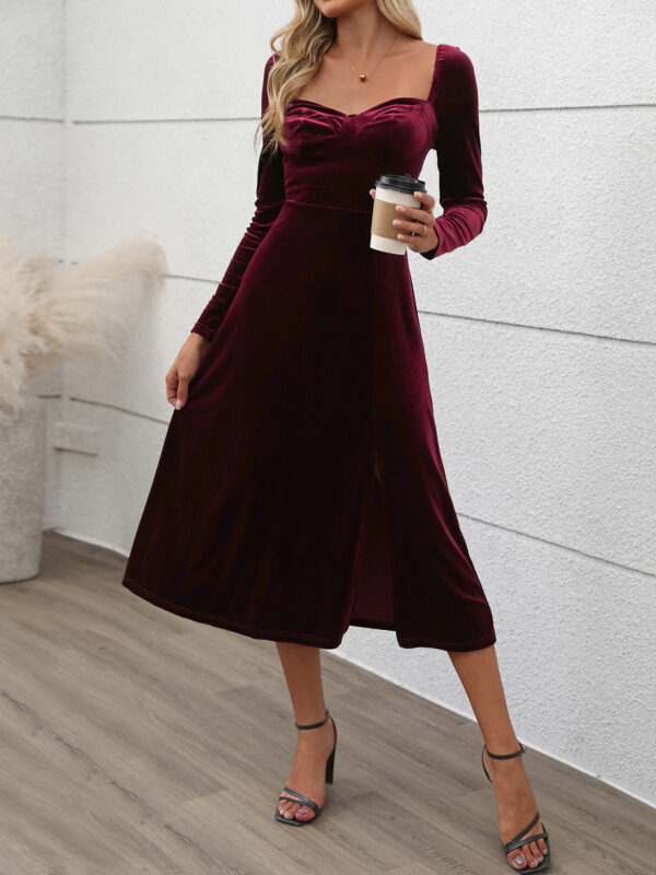 Party Velvet Split Dress - Image 3