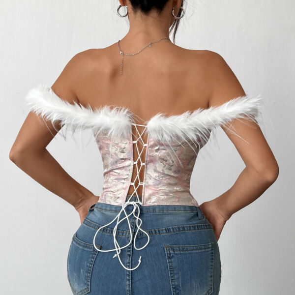 Christmas Stitching Wool Tops off Shoulder Tube Top Corset - Image 3