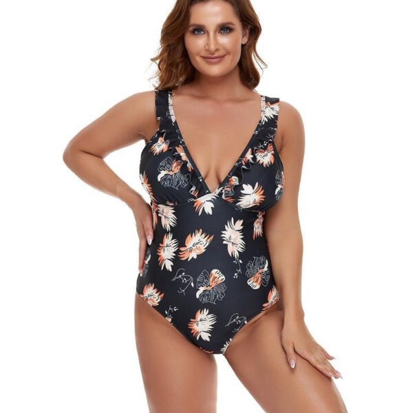 Plus Size Bikini Print Sling Flying Edge Siamese Swimsuit - Image 2