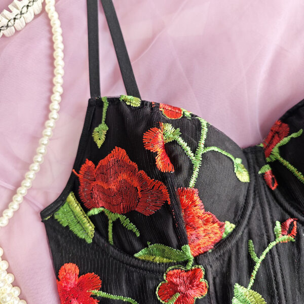 Sexy Boning Floral Embroidery Vintage Corset - Image 5