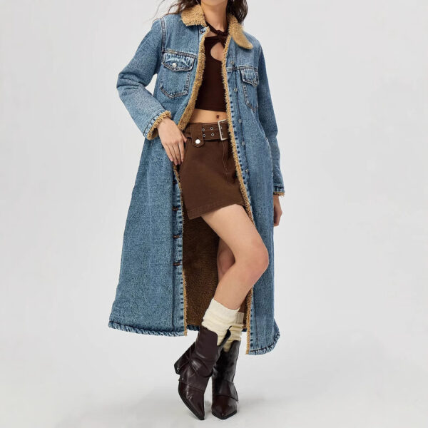 Velvet Lining Cotton Padded Denim Coat